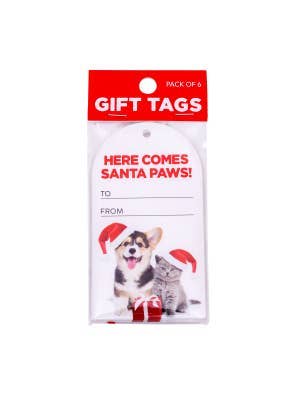Christmas Santa Paws Set Of 6 Gift Tags