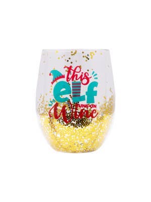 Christmas Elf Stemless Glass