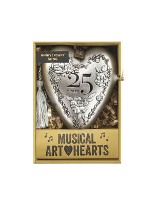 Demdaco 25th Anniversary Silver Musical Art Hearts