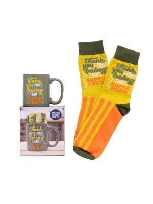 Father's Day Super Hero Mug & Sock Set