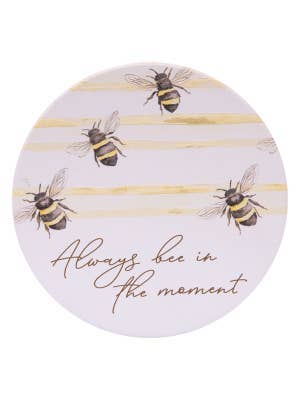Whimsical Garden Bee In The Moment Ceramic Coaster