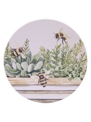 Whimsical Garden Herb Garden Ceramic Coaster