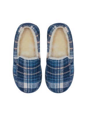 SnuggUps Men's Moccasin Navy Plaid