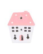 Christmas Pink Light Up Ceramic House